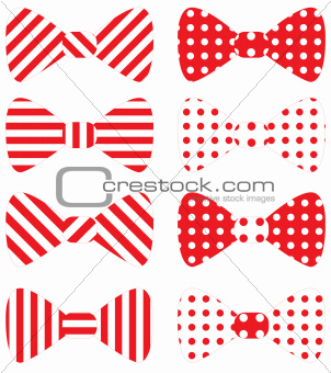 Set of red vector bow ties