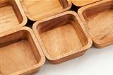 six square wooden bowls