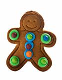 Gingerbread man on white background with space for text