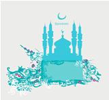 Ramadan background - mosque silhouette illustration card