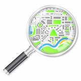 Magnifying glass with map