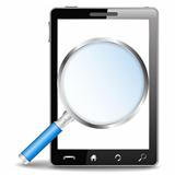 Mobile phone with magnifying glass