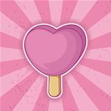 Heart shaped pink ice cream stick