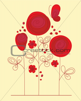 Decorative background with abstract roses