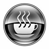 coffee cup icon black, isolated on white background.