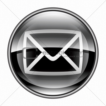 postal envelope black, isolated on white background