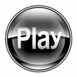 Play icon black, isolated on white background