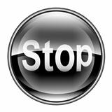 Stop icon black, isolated on white background