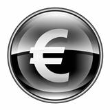 Euro icon black, isolated on white background