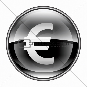 Euro icon black, isolated on white background
