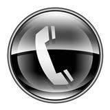 phone icon black, isolated on white background.