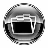 Folder icon black, isolated on white background