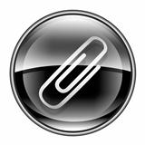 Paper clip icon black, isolated on white background