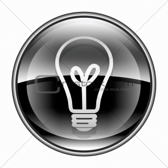 Light Bulb Icon black, isolated on white background