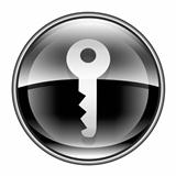 Key icon black, isolated on white background