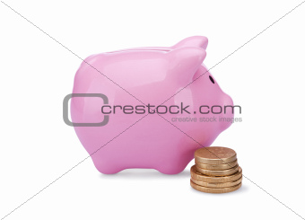 piggy  banks and  coins