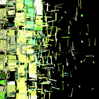 abstract fragmented cube pattern green yellow backdrop 
