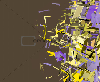 abstract fragmented cube pattern purple yellow backdrop 