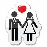 Wedding couple icon as glossy label