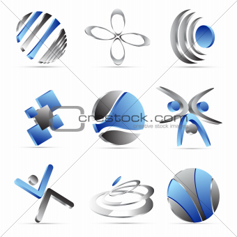 blue business icons design