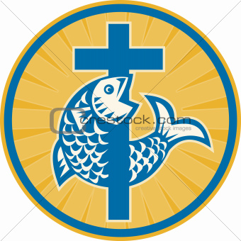 Fish Jumping With Cross Retro
