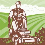 Gardener Landscaper Riding Lawn Mower Retro
