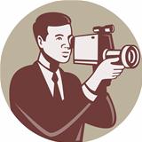 Photographer Shooting Video Camera Retro
