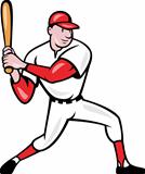 American Baseball Player Batting Cartoon
