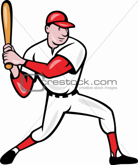 American Baseball Player Batting Cartoon
