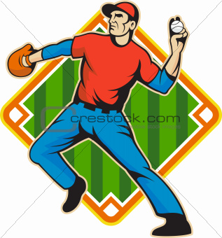 Baseball Player Pitcher Throwing Ball