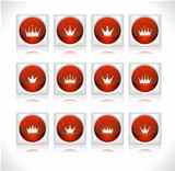 Buttons with crowns. Vector.