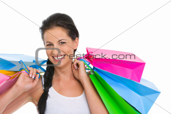 Portrait of smiling girl with shopping bags