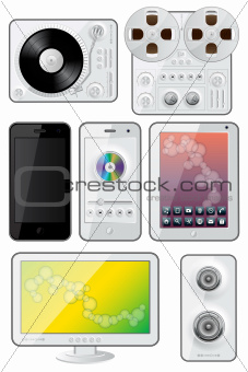 Isolated gadgets icons. EPS 10 vector illustration.