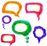 Colorful hand-drawn speech bubble vector pack