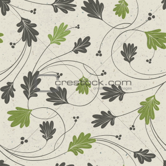 Oak leaves stylized seamless pattern, vector.