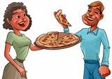 couple and pizza