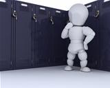 man with school lockers