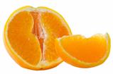 Orange fruit segment and mint leaf 