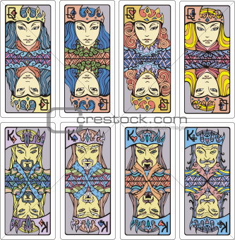 Queens and kings of playing cards