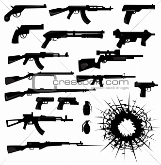 vector collection of weapon silhouettes 