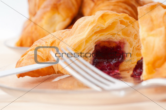 croissant French brioche filled with berries jam