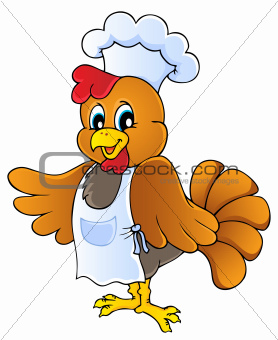 Cartoon chicken chef