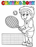 Coloring book cartoon tennis player