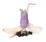 smoothie with banana blackberry melon and fresh mint 