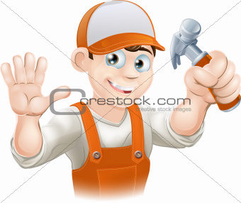 Carpenter or builder with hammer