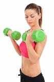 Attractive woman lifting weights