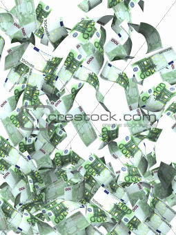 Flying euro banknotes