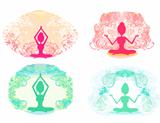Silhouette of a Girl in Yoga pose - vector set