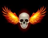 Skull with Fire Wings
