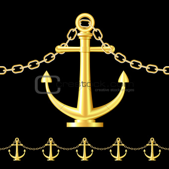 Seamless gold fence featuring an anchor